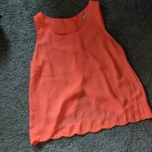 Charming Charlie orange scalloped tank